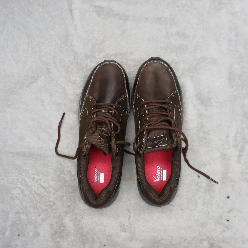 Xelero Mens 12 Walking Shoes Brown Leather Performance Comfort Lace‎ Up Everyday